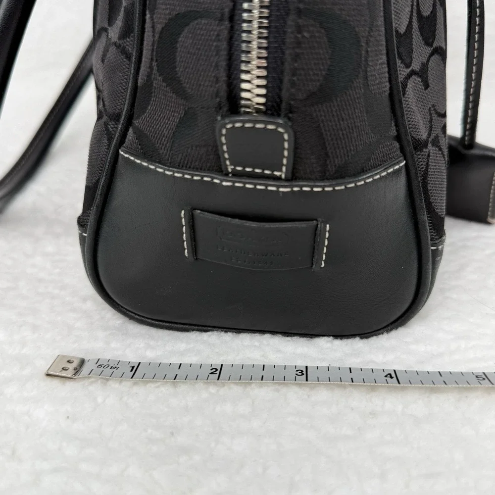 Coach Limited Edition Signature Black Jacquard Leather Satchel 6097 Logo Handbag